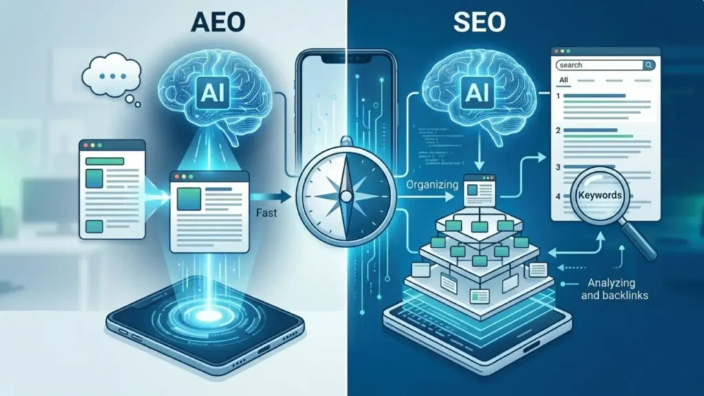 AEO vs SEO: din ultimata guide till webboptimering - seo vs aeo 2 - authorixai.se